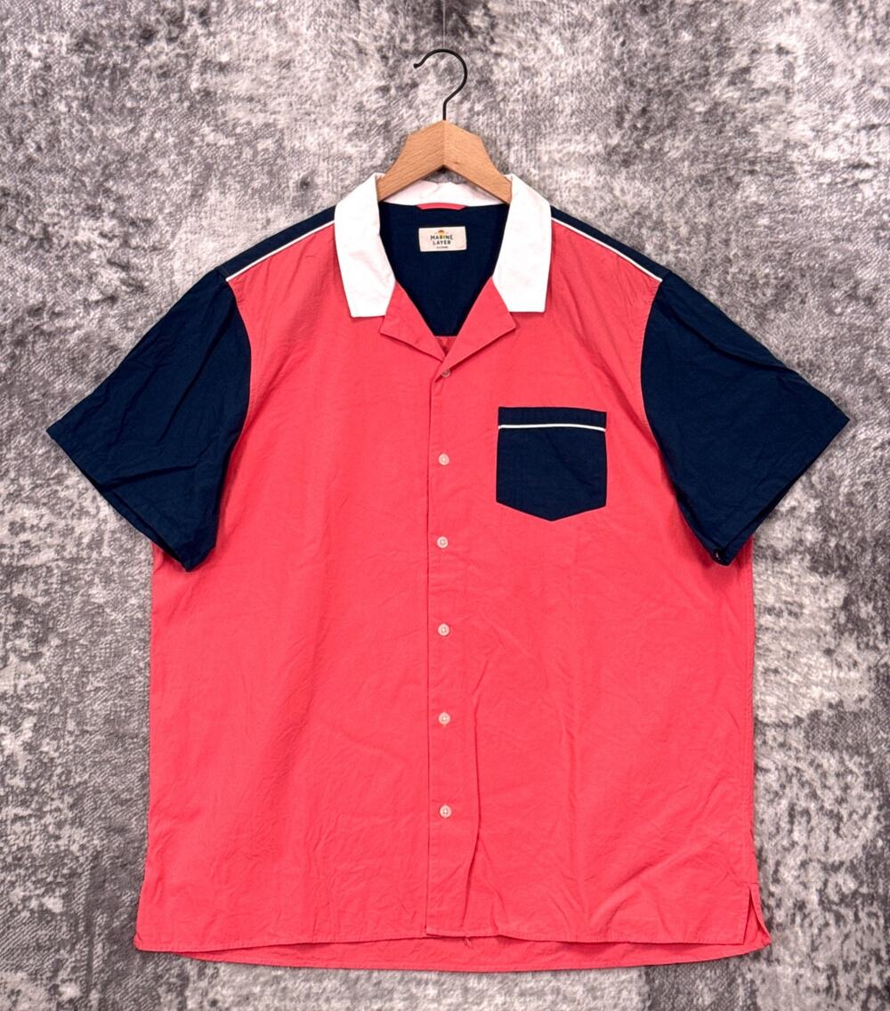 Marine Layer Shirt XL Mens Retro Color Block Camp Collar Resort Button